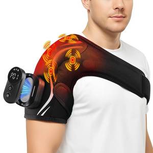 lot 6361 image: AGPTEK Cordless Shoulder Heating Pad with Magnetic Detachable Remote, 4-Motor Vibration Heating Shoulder Massage Wrap, Heated Shoulder Massager Support Brace for Rotator Cuff Pain Relief Men, Black