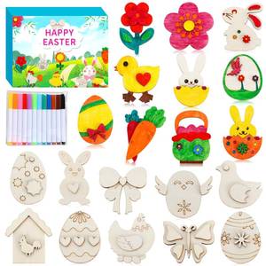 lot 6365 image: Worgree Easter Crafts for Kids, 36 Pcs DIY Wooden Magnets Art Craft Supplies Painting Kit for Boys Girls Ages 4-8 8-12 Birthday Easter Activities Toys Gifts Party Favors Basket Goodie Bag Stuffers