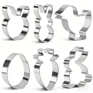 lot 6381 image: A6 Pieces Easter Cookie Cutter Set �� Peek-a-Boo Bunny, Bunny, Chick, Carrot & Egg Shapes �� Stainless Steel Biscuit Cutters for Baking & Fondant