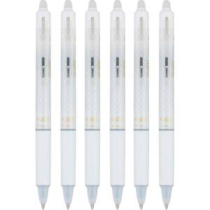 lot 6384 image: Pilot FriXion Ball Clicker Erasable Gel Ink Retractable Pen, Extra Fine Point, 0.5mm, White Barrel, Black Ink, 6 Count