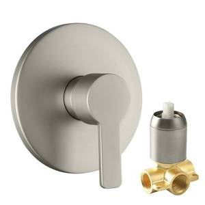 lot 6397 image: DOLGABA Shower Valve Handle Bathroom Shower Mixer Valve Kit, Wall Mount Rough-in Tub Shower Control Valves Round 1 Way Single Function, Female Thread, Brushed Nickel
