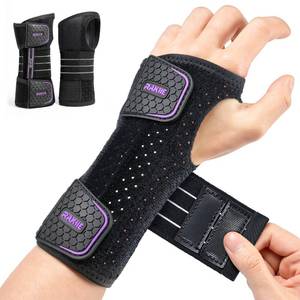 lot 6402 image: Rakiie 2 Pack Carpal Tunnel Wrist Braces, Adjustable Wrist Support Splint for Night Sleep & Daytime Working, Hand Braces Pain Relief for Arthritis, Typing & Pregnancy, Men & Women (Purple, S)