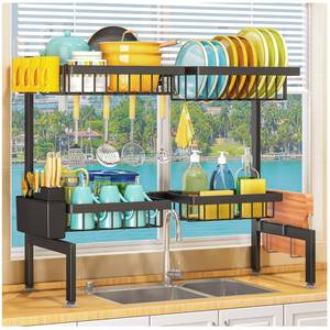 lot 6403 image: ARSTPEOE 2 Tiers 4 Baskets (one More Than Others) Over The Sink Dish Drying Rack,fits All Sinks (from 24.8 to 35.4),2-Tier Adjustable Sink Rack,Dishes Rack Kitchen Storage Organizer Space Saving