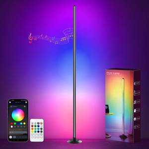 lot 6414 image: NBBUFF Led Corner Floor Lamp USB Powered with App & Remote Control, Color Changing Led Lamp Music Sync ICRGBW, Timer, 64 Music Modes, Standing Lamps for Living Room Lamp Bedroom Gaming Room, 1 Pack