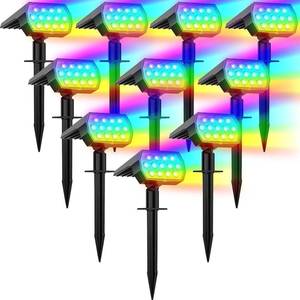 lot 9798 image: WELALO Solar Color Changing Spot Lights Outdoor, Waterproof Solar Halloween Lights, 7 Modes Multicolor RGB Landscape Spotlight for Garden Yard Driveway Lawn Patio Pathway Christmas Decorations 10 Pack