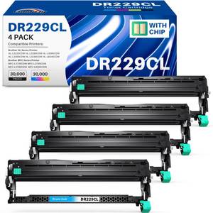 lot 9810 image: DR229CL Drum Unit for Brother DR-229CL DR229 Work for Brother MFC-L3780CDW MFC-L3720CDW MFC-L8395CDW HL-L3280CDW HL-L3220CDW HL-L3295CDW HL-L3300CDW Wireless Compact Digital Color Printer(4 Packs)