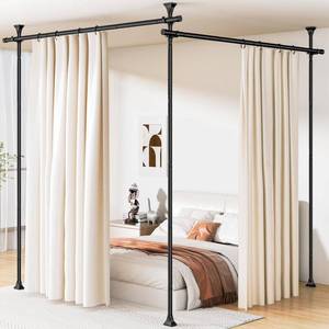 lot 9818 image: Abiglifty Room Divider Curtain Rod No Drilling, Adjustable 4-10ft(H) 28-114inch(W) Wall Divider for Room Separation, Heavy Duty Floor to Ceiling Tension Curtain Stand, Black