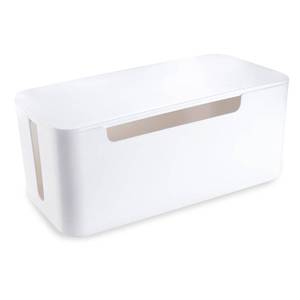 lot 9821 image: Eichzer Cable Management Box, Premium Cord Organizer Box to Hide Surge Protector on Desk, Power Strip Cover for TV Computer Home Router Office (White)
