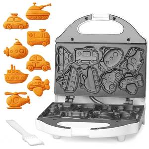 lot 9827 image: SugarWhisk Car Waffle Maker for Kids, Halloween & Christmas Mini Waffle Maker, 8 Fun Vehicle Shaped Mini Pancake Maker, Non Stick Surface, Excellent Gift, White