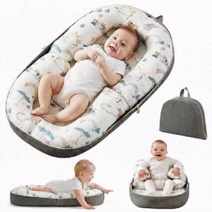 lot 9836 image: AlamzBeaba Baby Lounger for Newborn, 0-12 Months, Portable Infant Lounger Pillow with Adjustable Support, Soft Breathable Cover, Folds Into Backpack for Travel, Ideal for Home & Outdoor Use - White