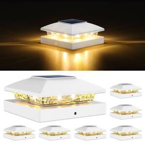 lot 9837 image: VOLISUN 4x4 Solar Cap Light 8pack, Solar Fence - Post Lights Outdoor Waterproof for WoodVinyl, White Deck Cap Light Solar Powered with Warm White for GardenPatioPorch