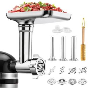 lot 11816 image: Metal Meat Grinder Attachments for KitchenAid Stand Mixer, Mixer Attachment for KitchenAid, Meat Grinder, Sausage Stuffer, Not Dishwasher Safe