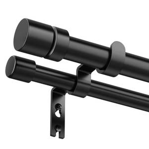 lot 11825 image: Double Curtain Rod for Windows 48 to 84 1 Inch Heavy Duty Decorative Drapery Rod with 58 Inch Adjustable Small Black Curtain Rods for Living Room Bedroom(32-90)