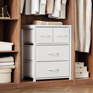 lot 11838 image: Homeiju Stackable 4-Drawer Fabric Dresser with Waterproof Wood Top �� Closet Organizer & Storage Drawers for Bedroom, Modern Metal Frame Design (3 Tier)