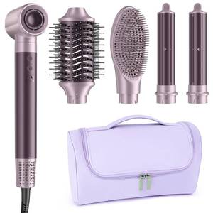 lot 11846 image: MESCOMB Dual Voltage Hair Dryer Brush for Travel, 5 in 1 Air Styler with High-Speed Blow Dryer, Anti-Frizz, Compact, 100V-240V for Worldwide Use, Includes Travel Bag (Purple)