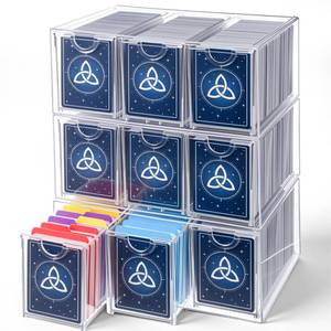 lot 11856 image: Singhoow 3 Pack Clear Trading Card Storage Box, 9 Drawers Organizer with Dividers, 3000 Transparent Stackable Acrylic Case Compatible with Tcg Mtg Sports Cards Holder Collectible, 10x7x4 Inch