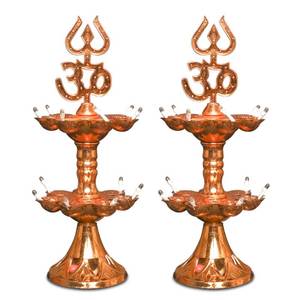 lot 11866 image: Electric Plastic Light, Pooja Diya with LED Spark, Home Temple Decor, Electric Diya Golden,Mandir Diya,Diwali Diya Lamp (2 Layer, 2)