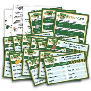 lot 12255 image: St. Patricks Day Friendly Feud Quiz, Party Game, Family Activity, Feud Trivia Quiz, Holiday Games for Adults Coworkers Groups St. Patricks Day Party Supplies-02