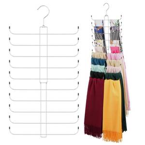 lot 12256 image: ZEDODIER Scarf Organizer Scarf Hanger for Closet, Rotatable Sturdy Hijab Holder Holds 20 Scarves, Space Saving Closet Organizers and Storage, Silver