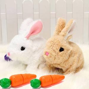 lot 12258 image: HOTKSOFT Easter Bunny Toy, Rabbit Interactive Hopping Electronic Pet Plush Bunny Toy with Sounds and Movements Animated Walking Wiggle Ears Twitch Nose (BrownWhite)