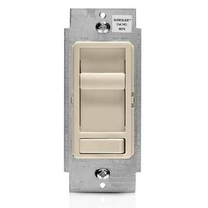 lot 12264 image: Leviton SureSlide Dimmer Switch for Dimmable LED, Halogen and Incandescent Bulbs, 6674-P0T, Light Almond