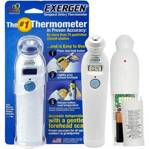 lot 12266 image: Exergen TAT-2000C Temporal Artery Thermometer �� Temporal Thermometer for Kids, Newborns & Adults, Soft Glow Display, Silent Mode, 9V Battery Included
