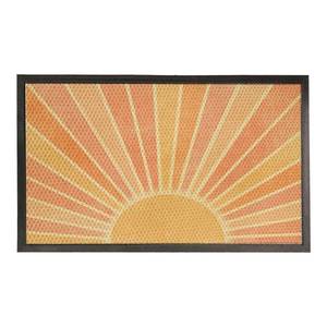 lot 12273 image: Nogrit Boho Abstract Sunshine High Elasticity Doormat with Bound Edge, 70s Retro Mid Century Modern Boho Heavy Duty Non Slip Front Door Mat for Outdoor Patio Outside Entrance