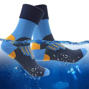lot 12275 image: RANDY SUN Waterproof Socks for Fishing, Mens Stylish Hiking Camping Backing Ankle Crew Socks 1 Pair (Blue,Small)