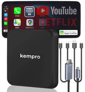 lot 12280 image: KemPro HDMI Wireless CarPlay Adapter �� HDMI in for Watch Fire TV Stick, Switch & iPhone on Car Screen 2-in-1 Video Dongle for OEM Wired CarPlay USB A & C