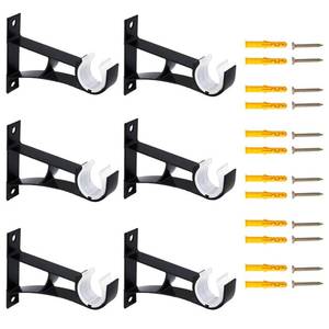 lot 12293 image: Curtain Rod Bracket, 6 Pcs Heavy Duty Curtain Rod Holders for 1 to 1 18 Inch Diameter Curtain Rod, Single Decorative Rod Hooks Hanger, Black1
