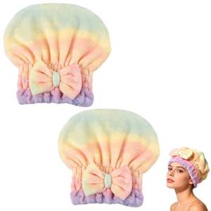 lot 12294 image: 2PCS Super Absorbent Hair Towel Wrap for Wet Hair,Microfiber Hair Drying with Caps Bow Design,2026 New Fast Drying Hair Turban Wrap Towels Shower Cap for Girls and Women(Gradient Green)