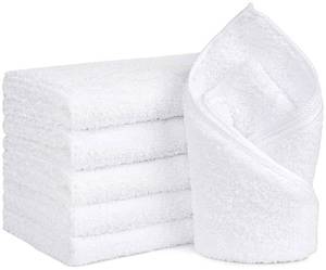 lot 12297 image: Orighty 6-Pack White Hand Towels - Quick Drying & Absorbent Microfiber Gym Towels 16x28 inches - Lightweight & Thin White Yoga Towel - Multi-Purpose Camping Towel for SPA, Hotel & Bathroom