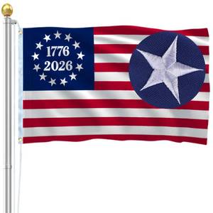 lot 12299 image: FLUUZE Betsy Ross Embroidered Flag 1776-2026, 250th USA Anniversary Flag, 3x5 ft, USA Embroidered Outdoor Flags, 250th Years American Flag Heavy Duty with 2 Brass Grommets