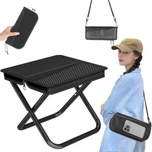 lot 12300 image: Phamouu Camping Stool Pocket Chair, Lightweight Portable Stool with Shoulder Strap, Capacity 220lbs for Adults Outdoor Hiking Fishing Travel-Medium Black