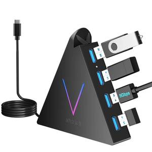 lot 12302 image: USB C Hub 4 Ports JoyReken,USBC to USB Hub with 2FT Extended Cable,Type C to USB Adapter for MacBook ProMini,iMac,Surface,Gaming Laptops,PS5,Flash Drive,Thumb Drives,Mouse,Keyboard(Black)