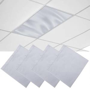 lot 12303 image: 4 Pcs Fluorescent Light Covers, 4 x 2 Feet Magnetic Light Covers for Ceiling Lights Shade Panel, Drop Ceiling Light Filters Covers for Office Classroom School Home, Polyester Fabric Material, Grey