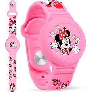 lot 12304 image: Waterproof Airtag Bracelet for Kids, Cute Cartoon Silicone Air Tag Holder Hidden Design, Light Weight Compatible with Apple AirTag Wristband for Child, Pink