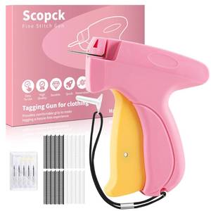 lot 12306 image: Stitch Gun for Clothes - Handheld Stitch Gun Quick Clothing Fixer - Tagging Gun - Includes 6 Needle, 1000 Black Fasteners & 1000 White Fasteners (PinkOrange)