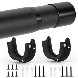 lot 12308 image: SUTINE Closet Rods for Hanging Clothes, 17 to 53 Inch Closet Rod, Heavy Duty Adjustable Clothes Hanging Bar Rod Matte Black Closet Poles for Wardrobes, Closet, Bathroom, Windows,1.3 Inch Diameter