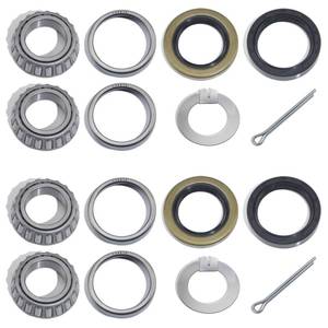 lot 12315 image: GREPSPUD 2Sets for 1-116 Axle Trailer Hub Bearings Kits, L44649L44610 Bearings Set with D-style Spindle Tang Washers, 12192TB 15192TB Grease Seals Cotter Pins for 2000-2200lbs BT9 Straight Spindle