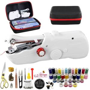 lot 12337 image: Handheld Sewing Machine with Black Storage Case and 109-Piece Sewing Kit, Mini Portable Cordless Hand Sewing Machine, Ideal for Adults & Beginners, Complete Set of Quick Home Clothing Repair Tools