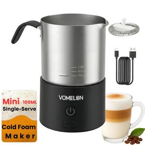 lot 12341 image: Single-Serve Rechargeable Milk Frother, Portable Mini Electric Cold-Only Foam Maker, Magnetic Jug Frother for Iced Latte & Matcha,Black