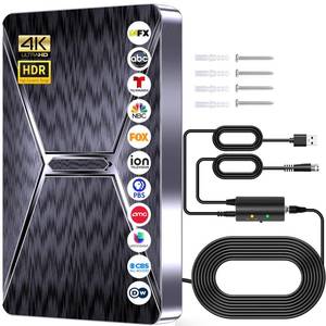 lot 12342 image: 2026 Upgraded Indoor TV Antenna, 3600 Miles Range HD Digital Antenna for Smart TV, Strongest with Amplified Signal Booster Supports 4K 8K 1080p All TVs- 38FT Coaxial Cable for Local Channels