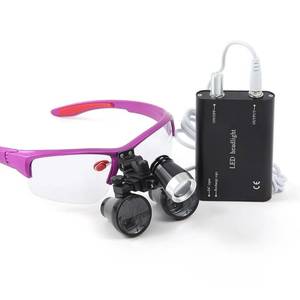 lot 12350 image: 2.5X 3.5X Magnification Binocular Loupe Dental Loupes Magnifier with Light Magnifying Glasses Portable Headlight Headlamp (3.5X-R)
