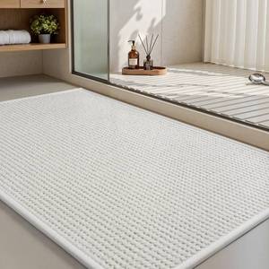 lot 12356 image: MontVoo Bath Mat,Chenille Absorbent Bathroom Mat Quick Dry Rubber Backed Bathroom Rugs Non Slip Washable Bath Mats,Ultra Thin Bathroom Rugs Fit Under Door,20x32,White