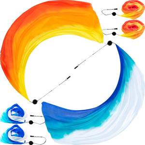 lot 12357 image: Jenaai 4 Sets 78.74 x 31.5 Inches 2 x 0.8 M Belly Dance Colorful Veil Poi Scarf Poi Streamer with Poi Balls Silk Poi for Stage Props