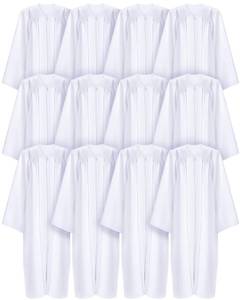 lot 13189 image: Toulite 12 Pcs Unisex Matte Choir Robes for Church Water Baptism Graduation Gown White Pulpit Judge Angel Costume Adult(Size 54)