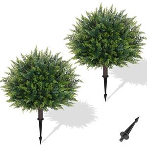 lot 13191 image: Waipfaru Artificial Plants Outdoor, 2Pcs 23 Artificial Cedar Topiary with Ground Spike, UV-Resistant Fake Plants Fake Bushes Shrubs for Outdoor Indoor Garden Front Porch Decor