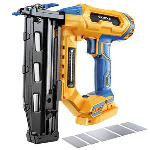lot 13195 image: Ecarke Finish Nailer 16 Gauge Compatible with Dewalt 20V Battery, 34 to 2-12 Inch Cordless Straight Brad Nailer, Tool-Free Adjustment, Dual Firing Modes Nail Gun for Finish Work,Tool Only, 5.7 lbs