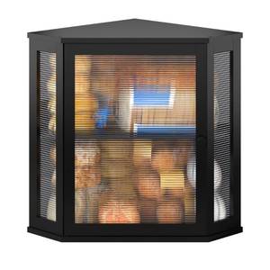lot 13199 image: BMOSU Corner Bread Box for Kitchen Countertop Double Layer Bamboo Wooden Bread box Large Capacity Bread Storage Bin(Black, Extra Large)